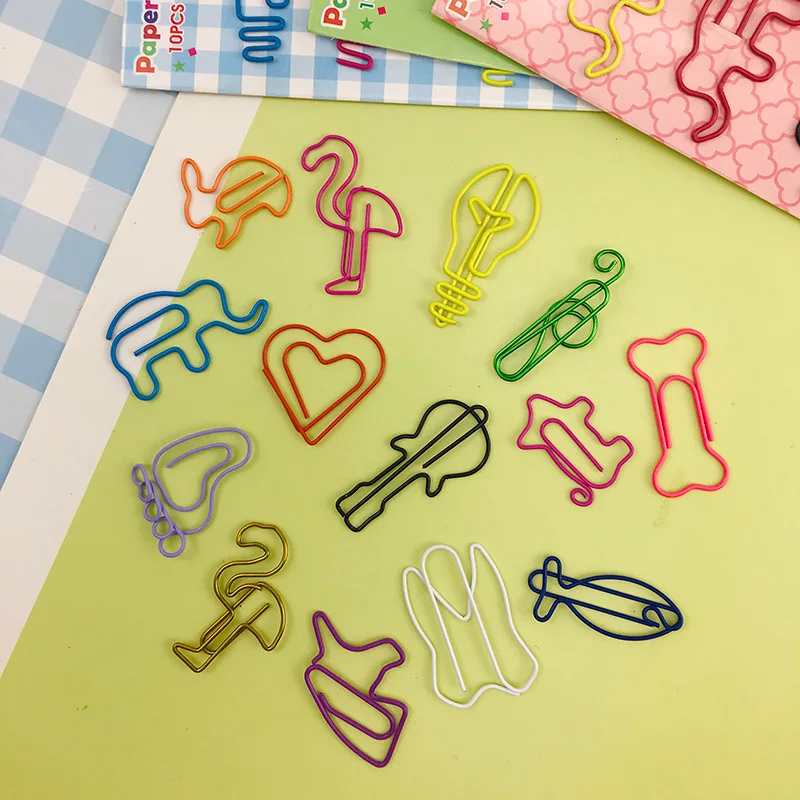 Милые металлические зажимы 100 шт. сердце музыка слон бумага с кроликом Фламинго