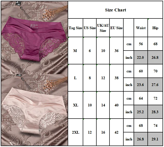 

Womens Lace Breathable Underwear Knickers Briefs Panties Underpants 3PCS/Set Underpants Breathable Mid Waist Ladies