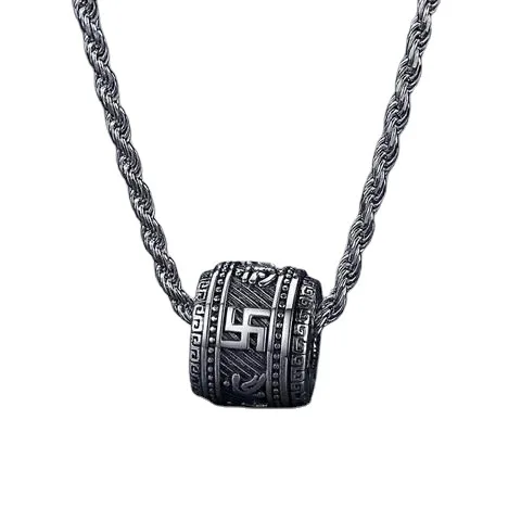 

S925 Silver Transit Bead Pendant Six-word Mantra Necklace Retro Jewelry Couple Men Give Girls Day Gifts