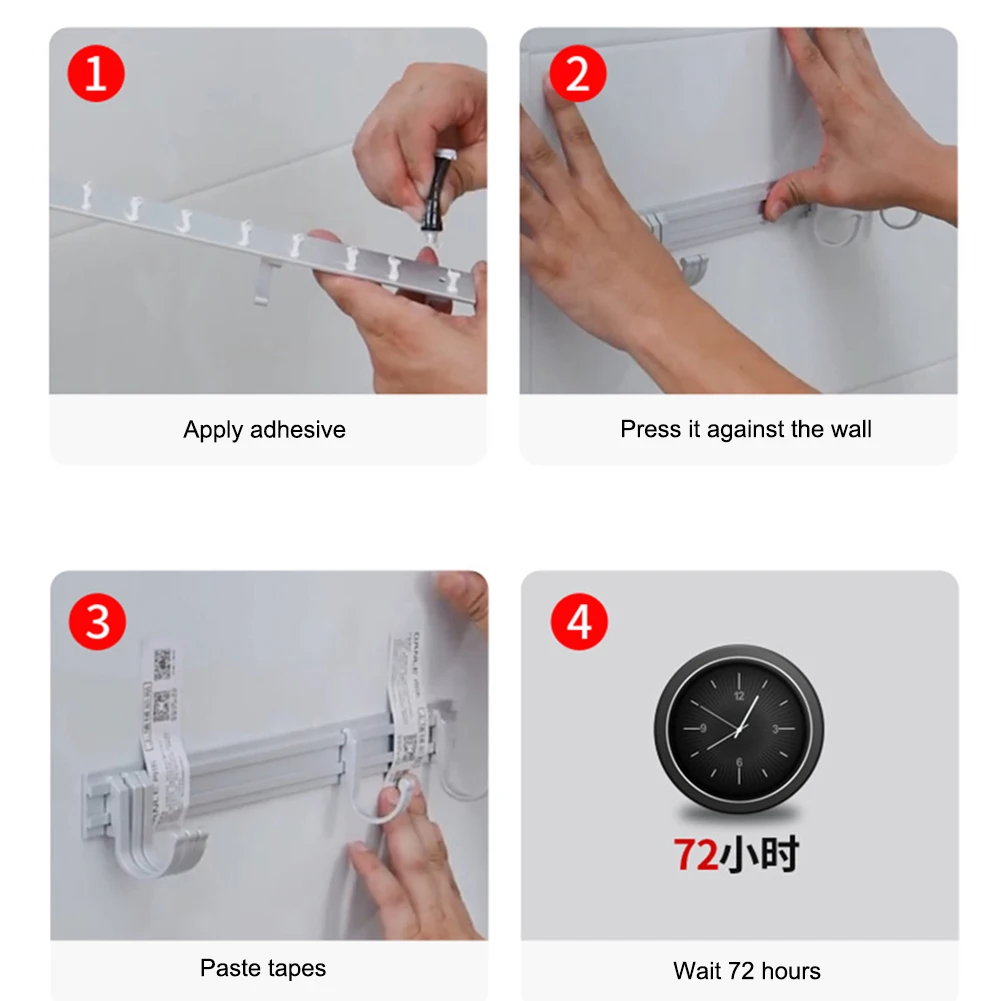 

Multi Wall Mount Hook Rail Rack Aluminum Moveable Hooks Sturdy Durable Rrust-free for Bedroom, Bathroom Kitchen Storage Tool