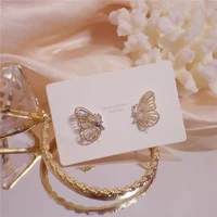 2020 new fashion cute gold color butterfly earring for women earring gifts jewelry premium luxury zircon earrings