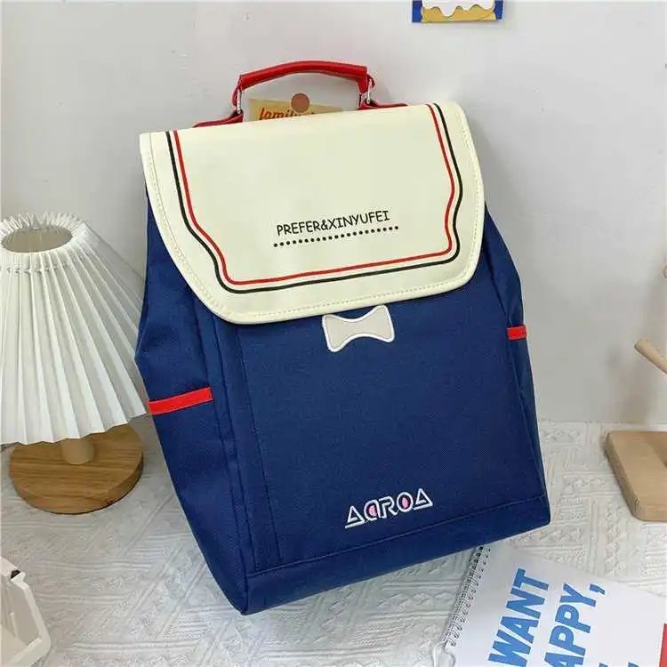 

College style animation peripheral girl student color contrast JK backpack Korean version lovely versatile leisure schoolbag