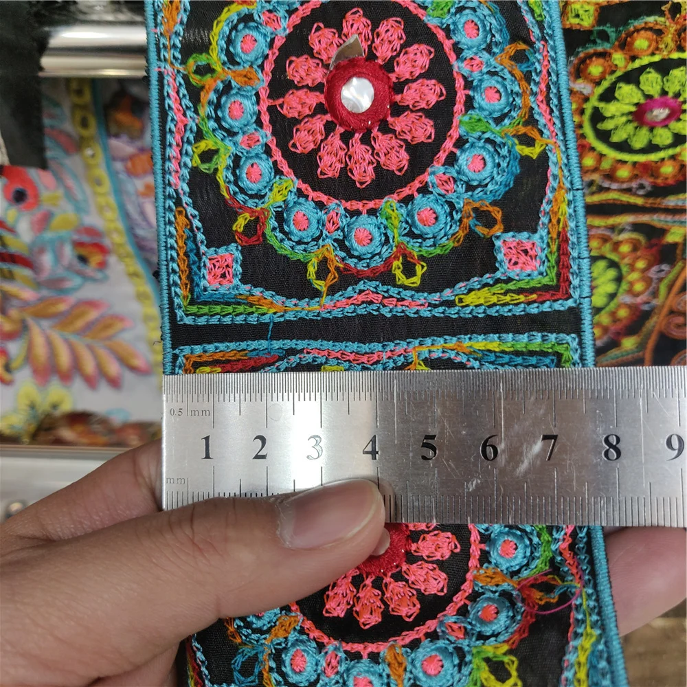 1 ярд разноцветные нитки вышитые блестки тесьма шириной 6/7 5 см блестящая отделка