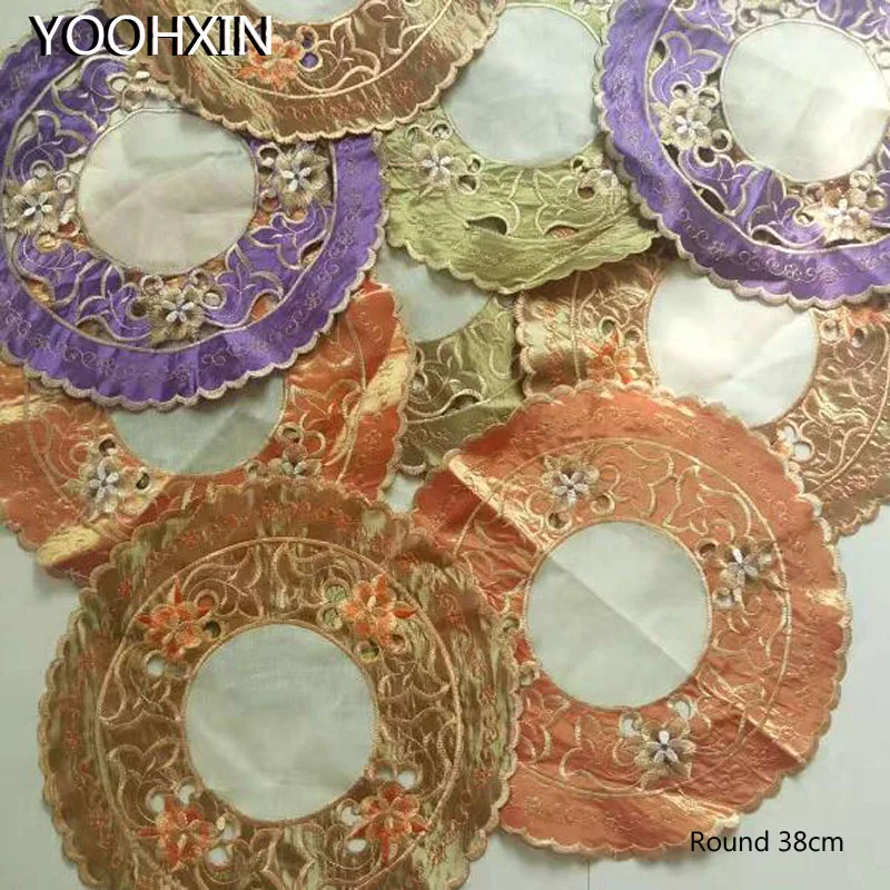 

Europe lace satin Insulation embroidery table place mat pad cloth cup Christmas coaster placemat doily kitchen wedding tableware