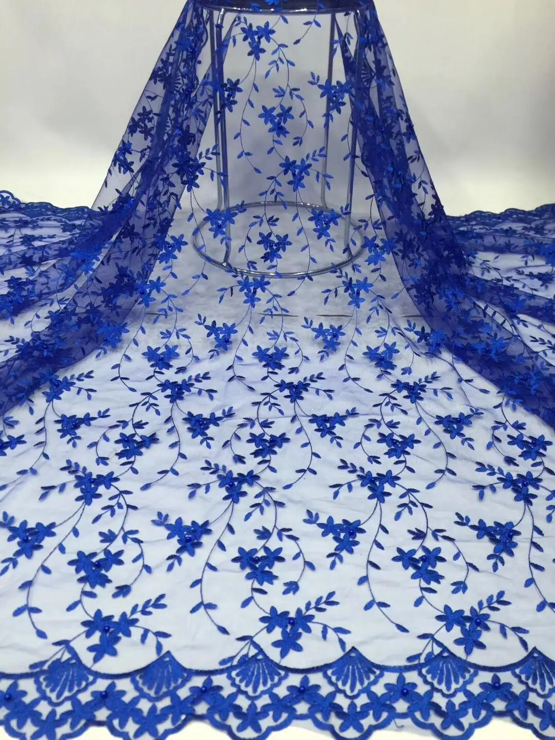 Новая синяя африканская кружевная ткань из гипюра 2019 Высококачественная вышитая