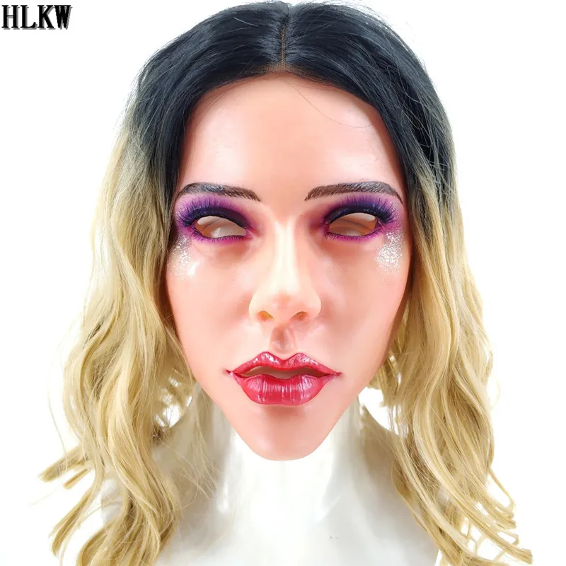 Мягкая силиконовая маска для лица сексуальной леди блонд Реалистичная женская