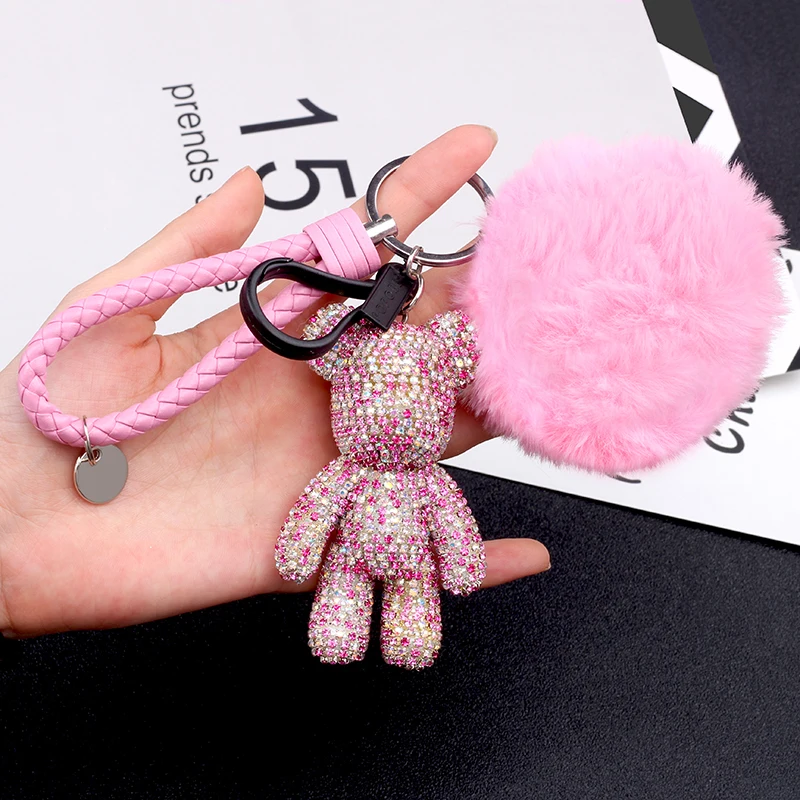 Автомобильный брелок для ключей милый Мишка со стразами Mercedes Benz BMW Audi Хонды