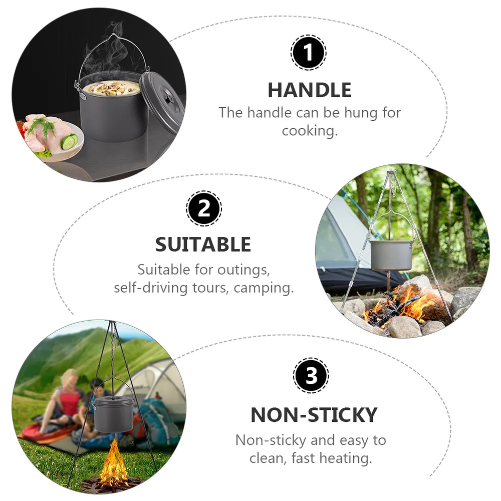 

1Pc Camping Pot Portable Cookware Outdoor Cooking Pot Camping Accessories