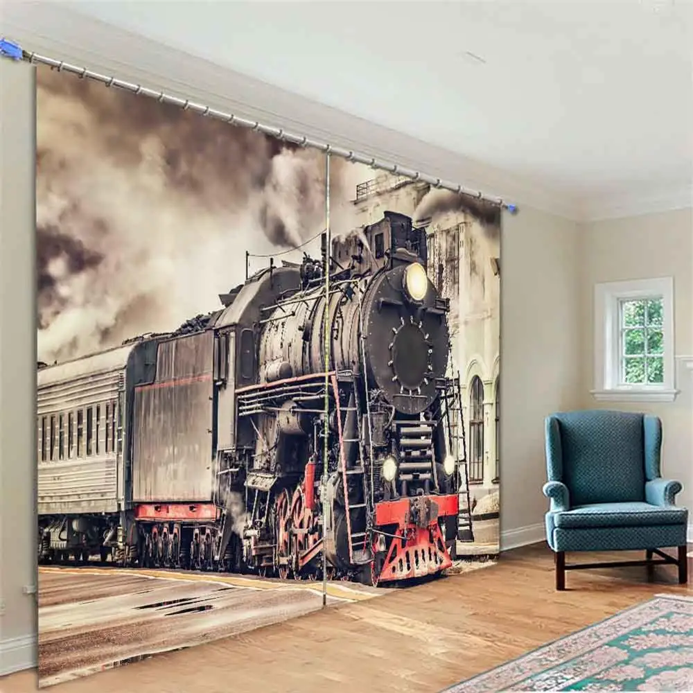 3D занавеска на окна с принтом поезда для гостиной спальни в современном стиле |