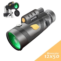 12x50 powerful hd monocular telescope fmc bak4 prism zoom portable binoculars low light night vision for outdoor camping hunting
