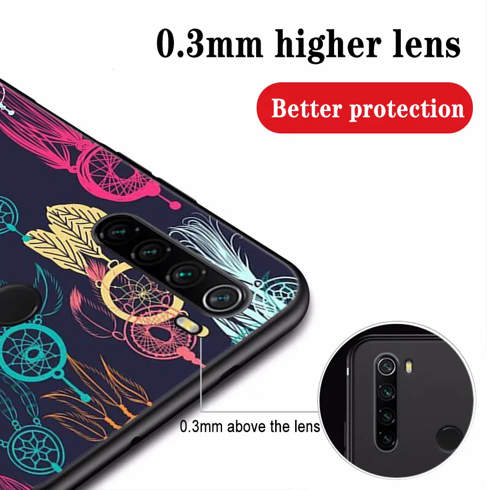 

Case For Xiaomi Redmi Note 9 8 7 10X 8T 6 Pro Mi Note 10 9 8 9T Pro SE A3 A2 Lite F1 Phone Cases Black Soft Cover Dreamcatcher