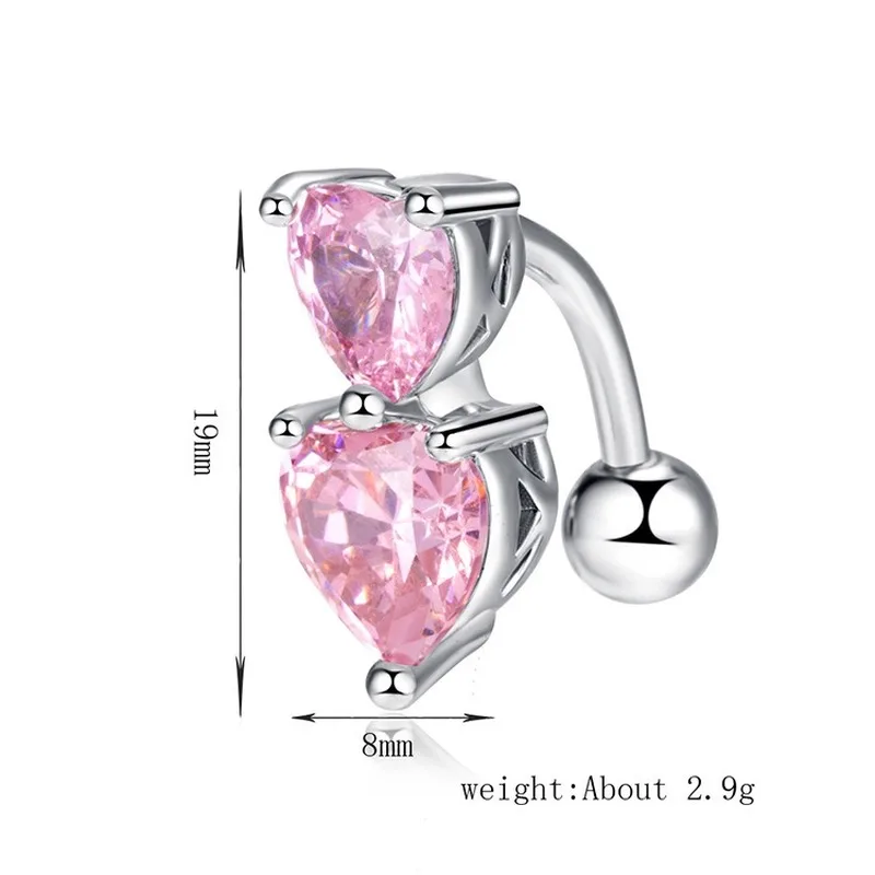 

Stainless Steel Navel Belly Button Rings Heart Navel Rings Piercing Belly Nombril Double Love Zircon Navel Nail Jewelry