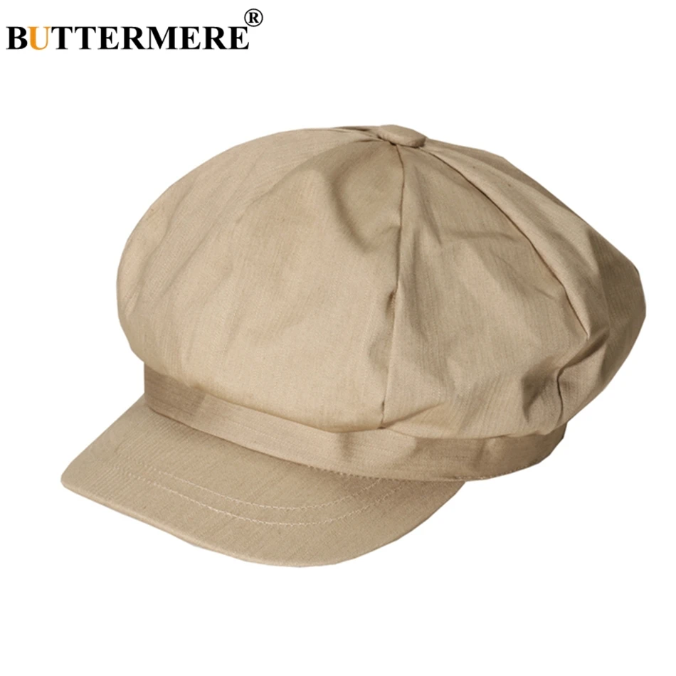 Хлопковая кепка BUTTERMERE Newsboy Женская восьмиугольная цвета хаки однотонная