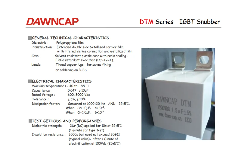 

Original imported capacitor electronic absorption capacitor 1.5uf 155K 1200V DTM STM IGBT non inductive capacitor