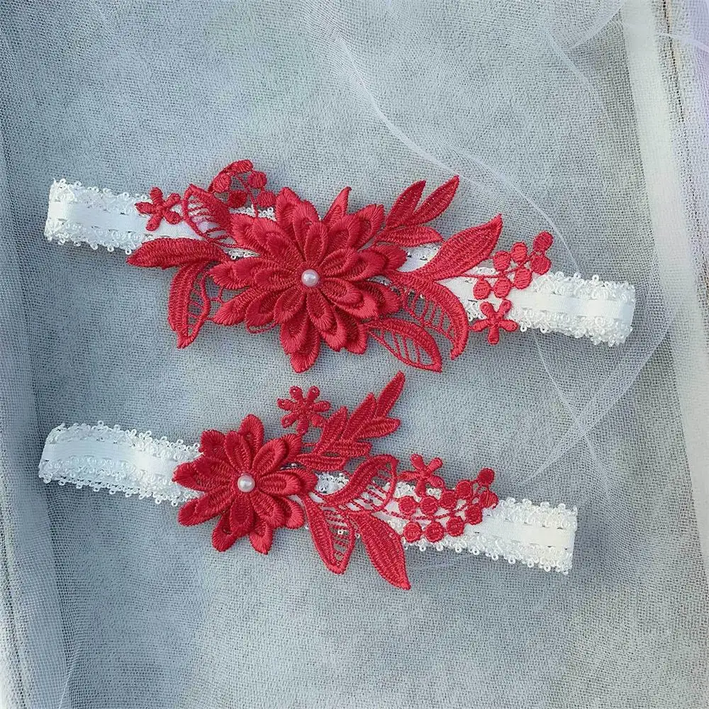 2 шт свадебные подвязки белая Цветочная вышивка сексуальные для женщин невесты