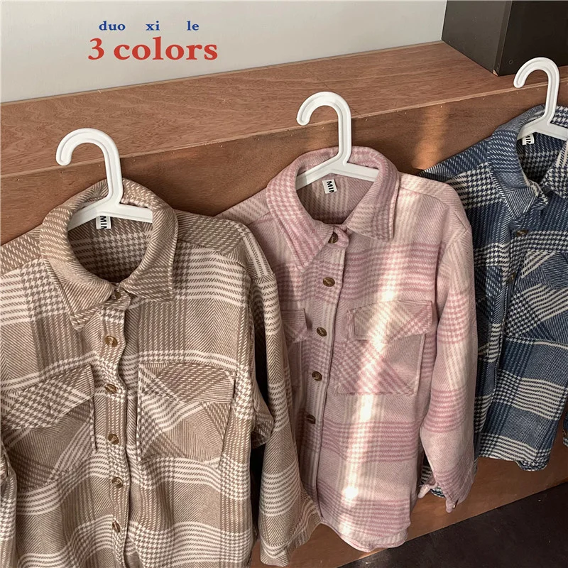 

Женские рубашки в клетку, контрастных цветов, в корейском ретро-стиле