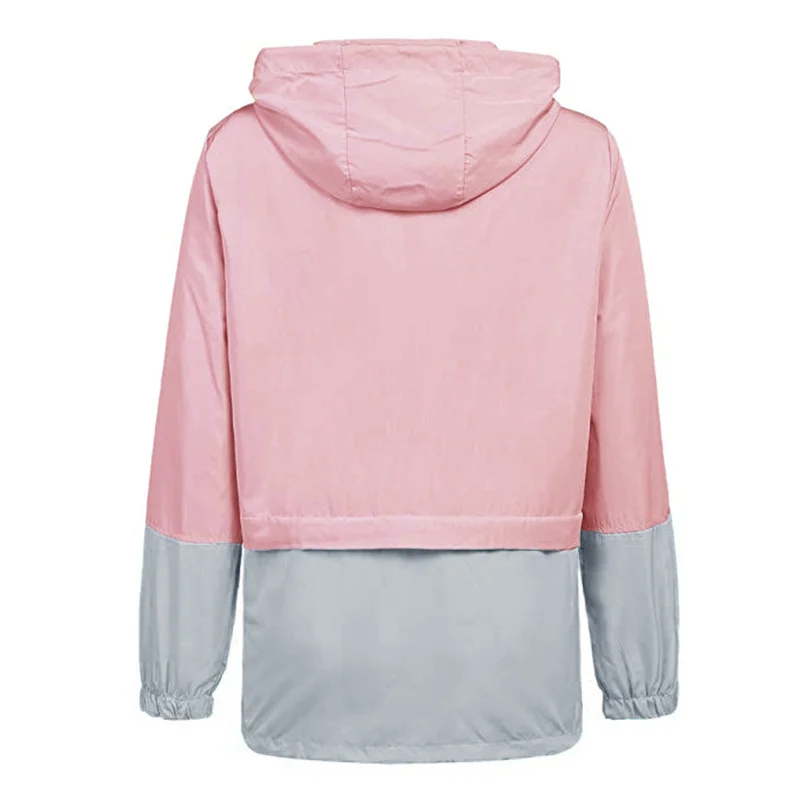 Весенне-осеннее спортивное пальто с капюшоном женское модное лоскутное тонкое