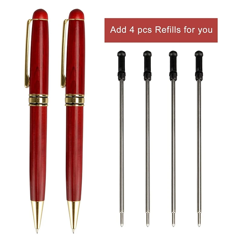 Набор деревянных ручек для письма 2 шт. с футляром и 4 стержнями красивых