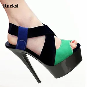Rncksi 6 Inch Color Block Performance Shoes 15cm High-Heeled Shoes Platform Sandals Sexy In 2018 The Pop Hit Color Shoes