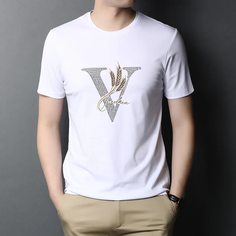 

Fashion Cotton Mens Tshirt Summer T-shirt Tee Tops T Shirt Short Summer Men Print High Quality Slim Fit White Black Plus Size