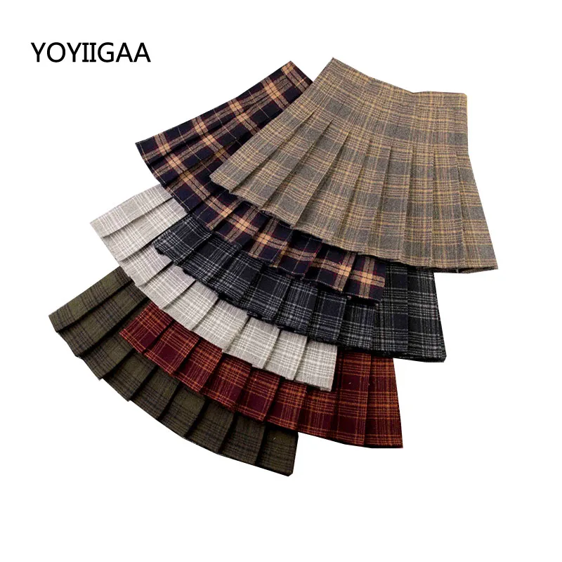 В клетку Очаровательная Женская мини юбка плиссе Юбка с завышенной талией