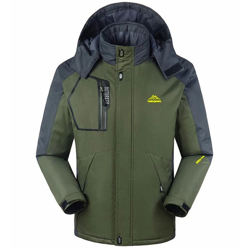 

Winter Clothes Mens Windbreaker Parkas Plus Velvet Padded Jacket Keep Warm Fleece Outwear Overcoat Size L - 8XL Waterproof Coat