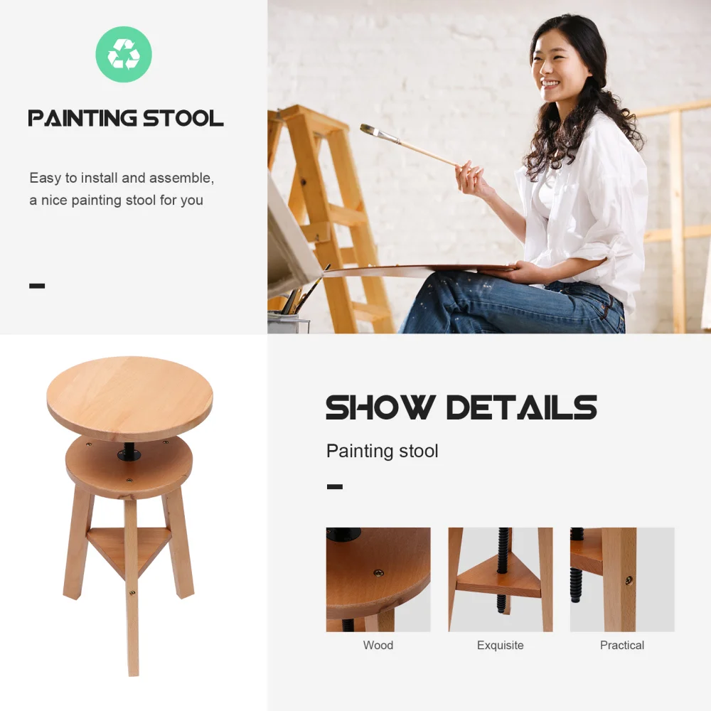 

1 Set Wooden Outdoor Painting Stools Sketching Stools Painting Lifting Stool