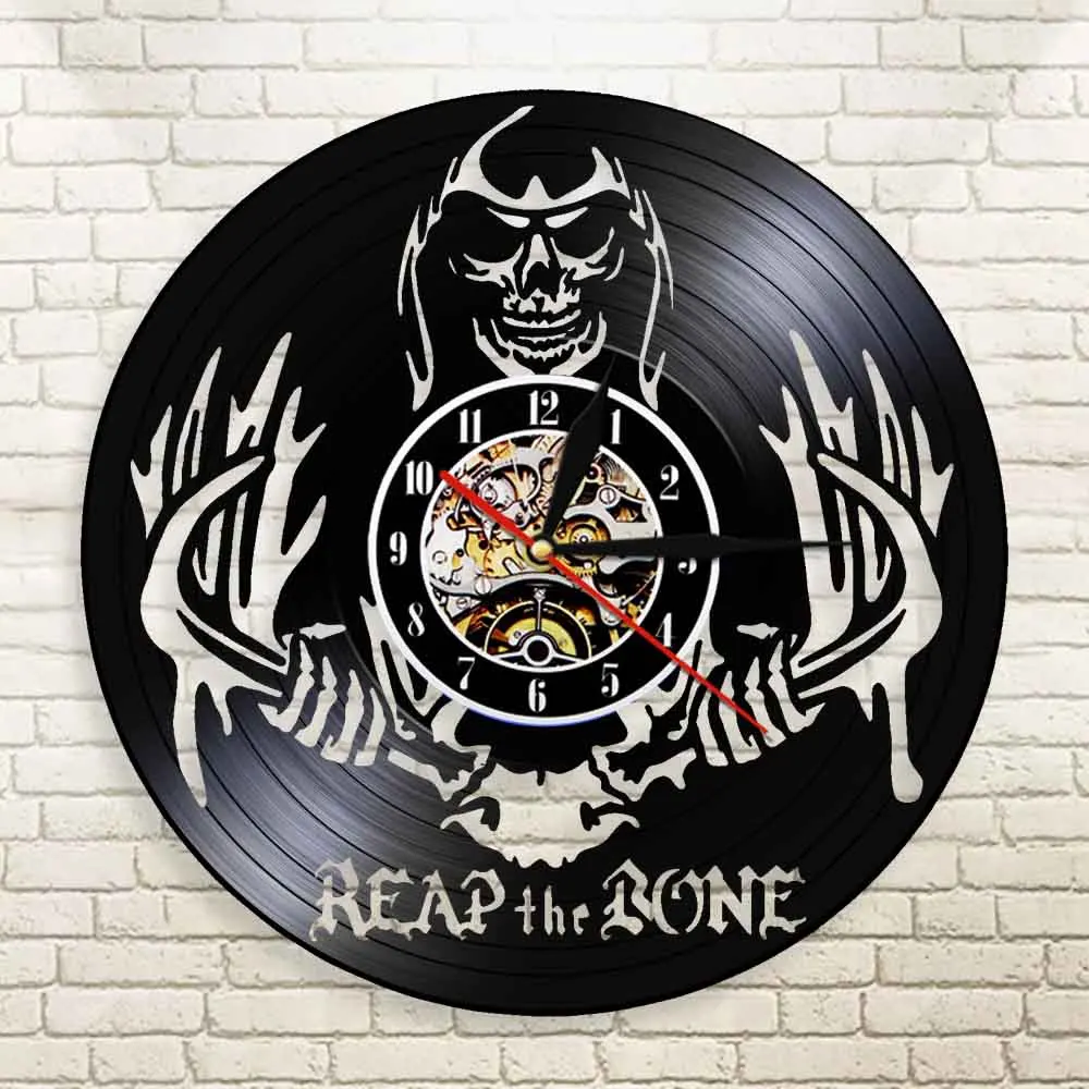 Настенные часы с виниловой пластиной и принтом в виде черепа | Дом сад