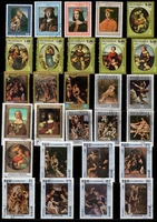 50pcslot famous art painting stamp topic all different from many countries no repeat postage stamps with post mark collecting