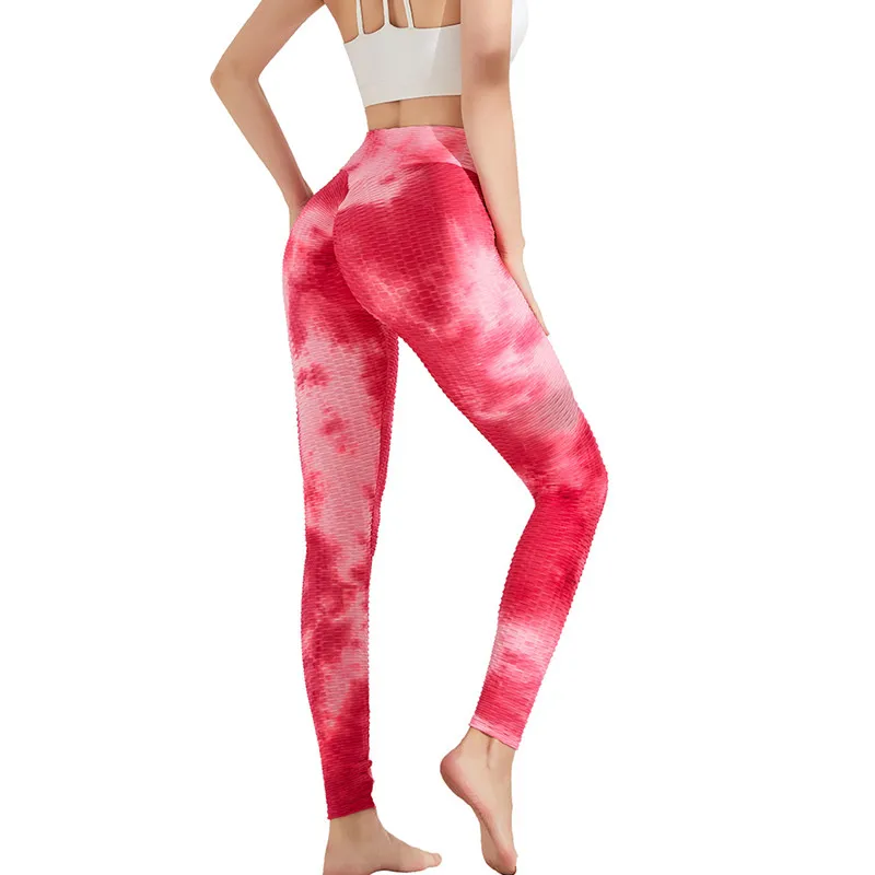 

Women -lifting Tight-fitting Sports Fitness Running Tie-dye Jacquard Leggings 2021 Casual Spring And Summer Mesh Yoga Female