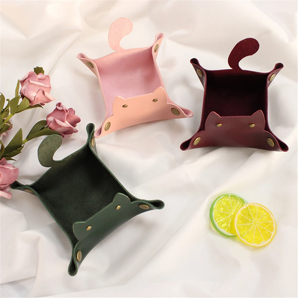 1 шт. кости кожаный лоток кошачья форма для хранения PU монета ключ поднос макияжа