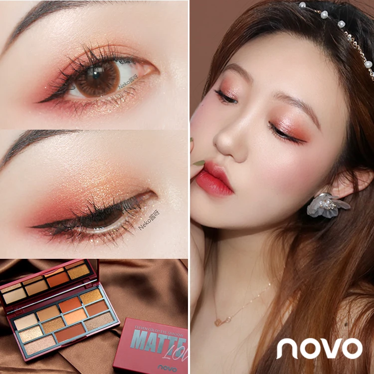 NOVO 11 цветов матовые тени для век Pallete водонепроницаемые натуральные блестящие открытые тени для век макияж Косметическая Палетка Косметика Профессиональный