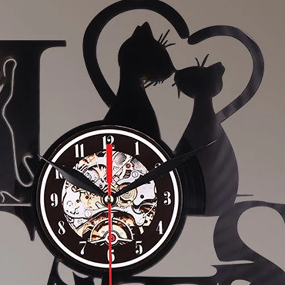 Ccreature винтажные 3D Ретро Настенные Часы светодиодный свет современные виниловые