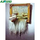 AZQSD Алмазная вышивка лодка водопад мозаика картина Стразы 5D DIY алмазная живопись пейзаж Вышивка крестиком домашний декор