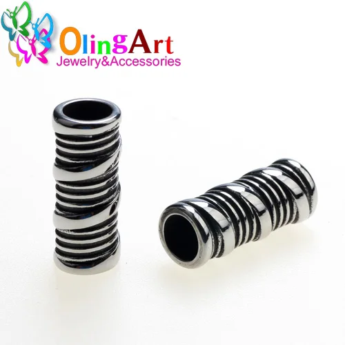 BQGHK 003 2pcs Olingart 2 шт./лот бусины-трубки из нержавеющей стали 6 мм тибетский серебряный кожаный шнур DIY браслет/ожерелье слайдер Изготовление ювелирных изделий DIY - Цвет: BQGHK 003 2pcs
