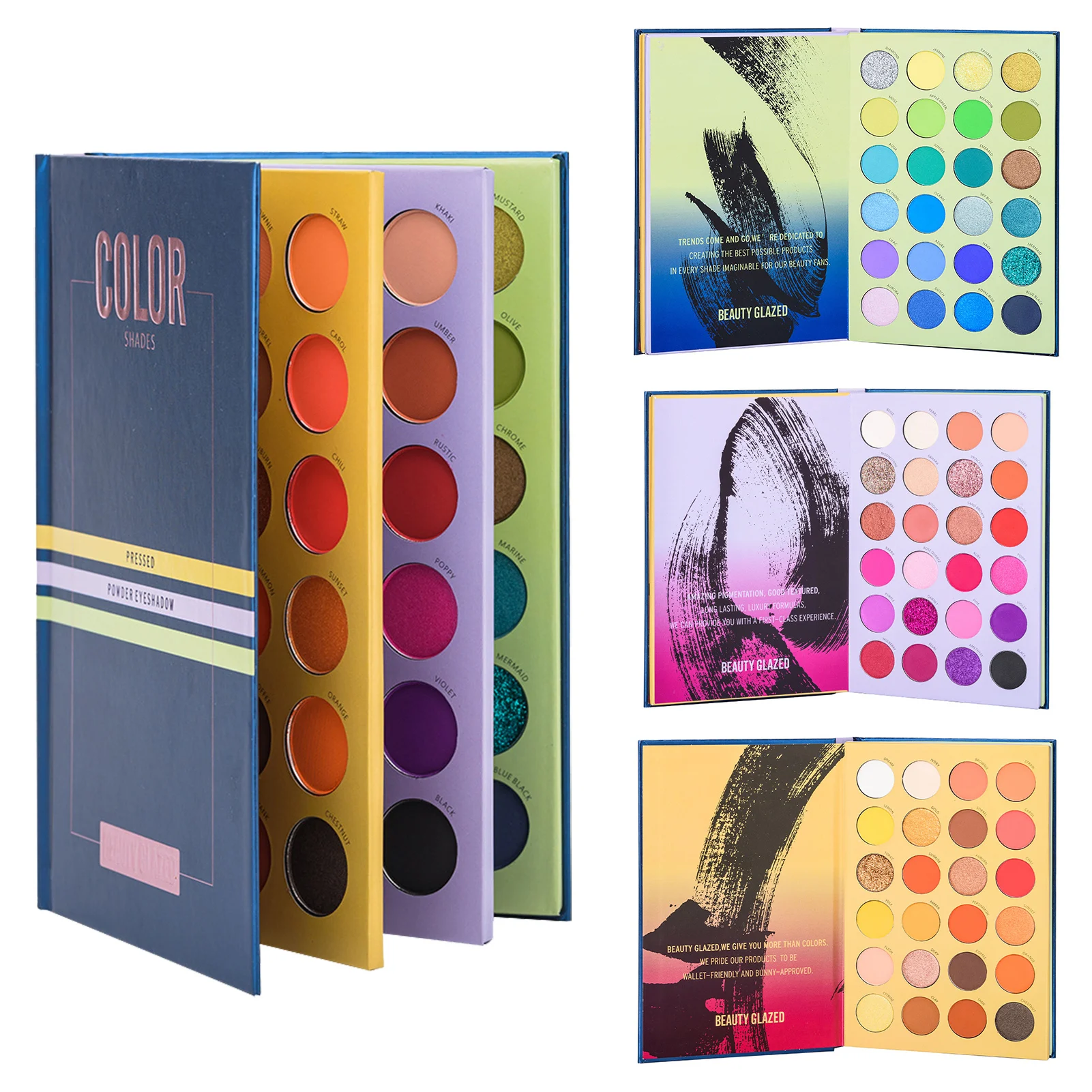 Палитра теней для век 72 цвета глазурованная трехслойная книжка косметика