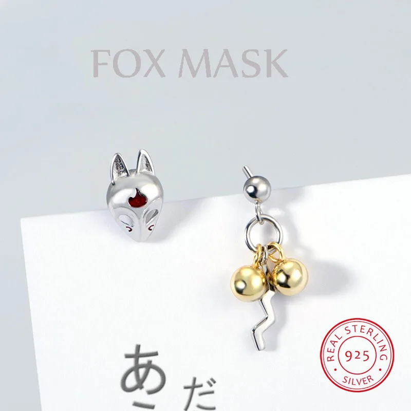 Женские серьги в виде маски лисы Leouerry сережки гвоздики японском стиле с 3d