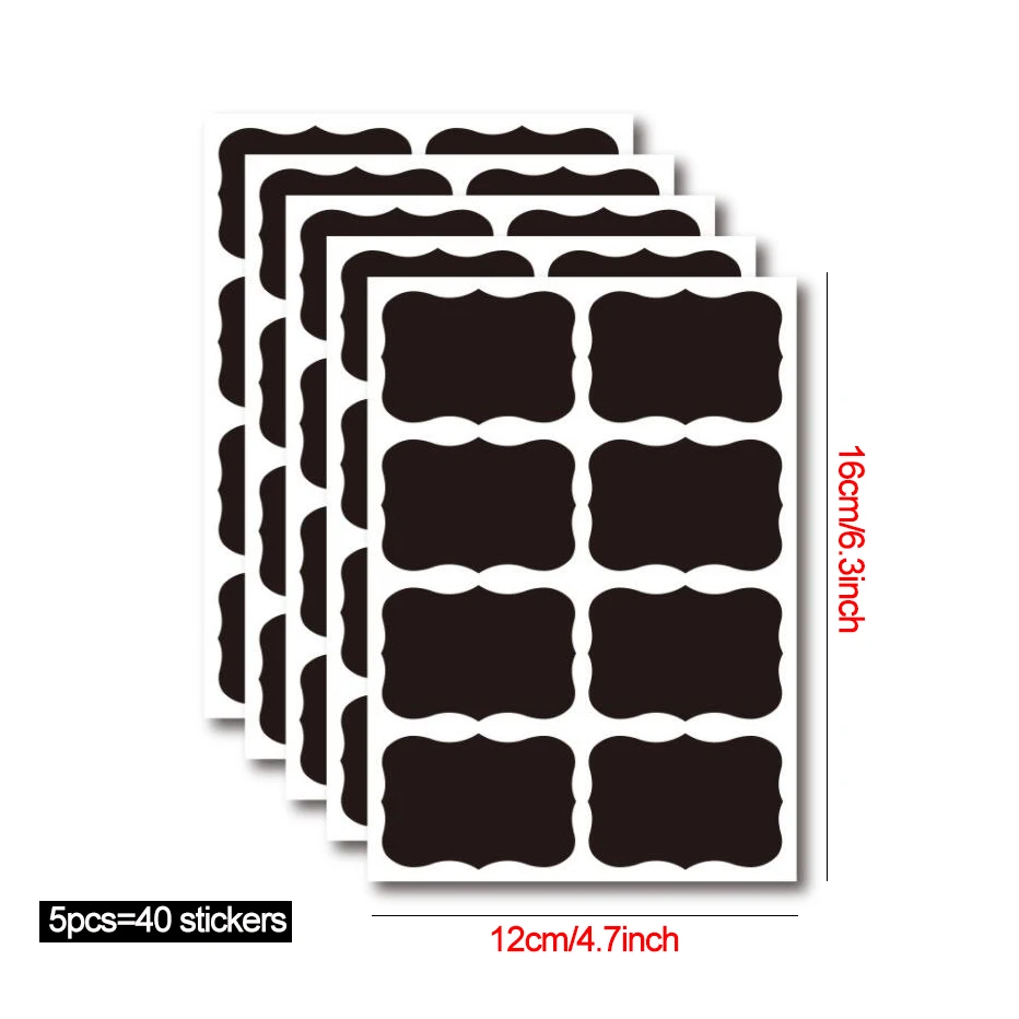 Colorful Chalkboard Labels Stickers with Round Rectangle Heart Shape