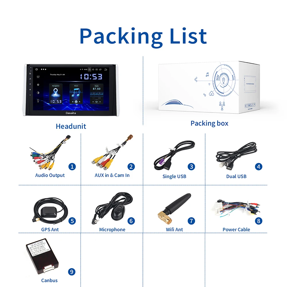 

Dasaita 10.2" IPS HD screen Car Radio 1 din Android 10.0 for Toyota RAV4 GPS 2018 2019 Navigation TDA7850 Bluetooth MAX10