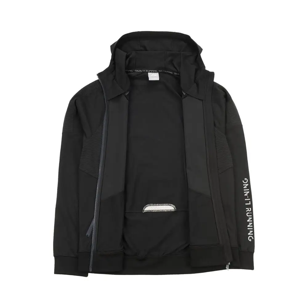 Мужской вязаный свитер для бега Li-Ning облегающая спортивная куртка из полиэстера