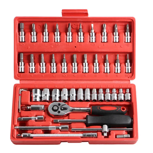 Socket Wrench Set Car Repair Ratchet Wrench Key Spanner Nut Tool Head Ratchet Metric Spanner Set Tools Open Kit 1