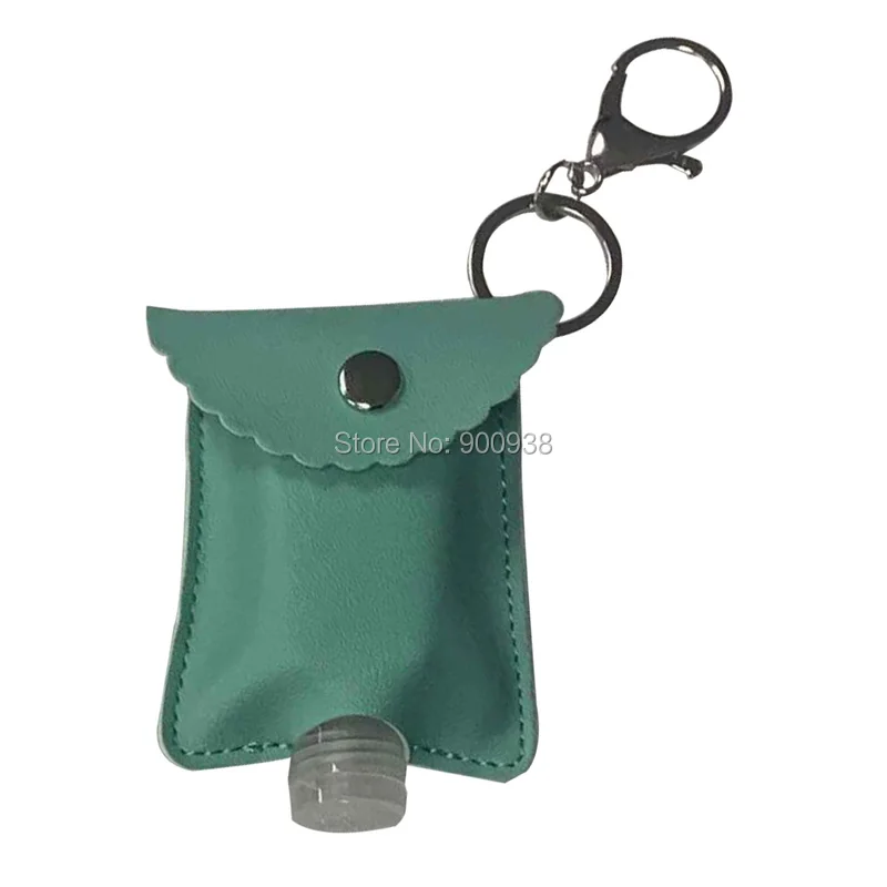 Envase de desinfectante para las manos de pl&aacute;stico, botella vac&iacute;a port&aacute;til de cuero, soporte keychian de color puro-3