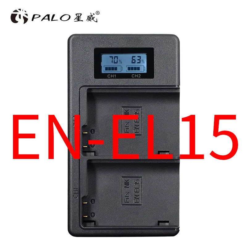 EN-EL15 PALO цифровой Зарядное устройство LP-E6 LP-E8 LP-E17 NP-FW50 EN-EL15 EL15 ЖК-дисплей дисплей поставляется с USB Камера батарея двойной слот Зарядное устройство - Цвет: EN-EL15