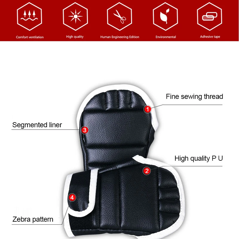 Boxing Gloves Half Finger PU Mitts Free Fight Sanda Karate Sandbag TKD Taekwondo Boxe MMA Muay Thai Training Kickboxing |