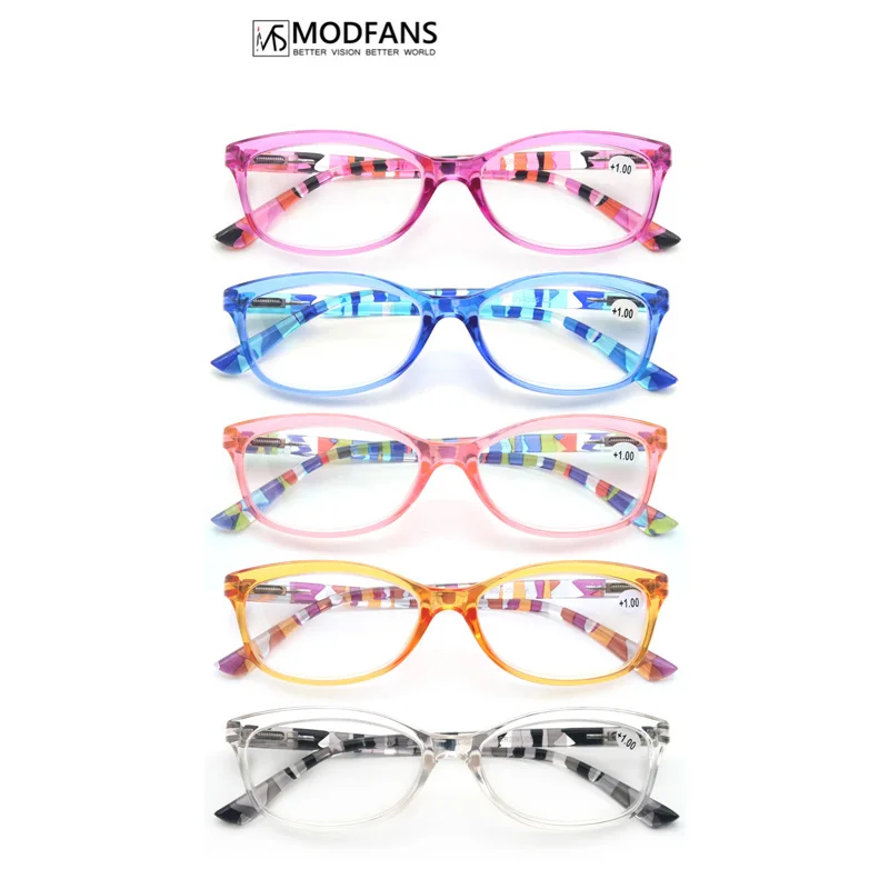 

MODFANS Women Reading Glasses,Ladies Readers Eyeglasses,Stylish Oval Coloful Design Frame,Spring Hinge Lightweight Wear