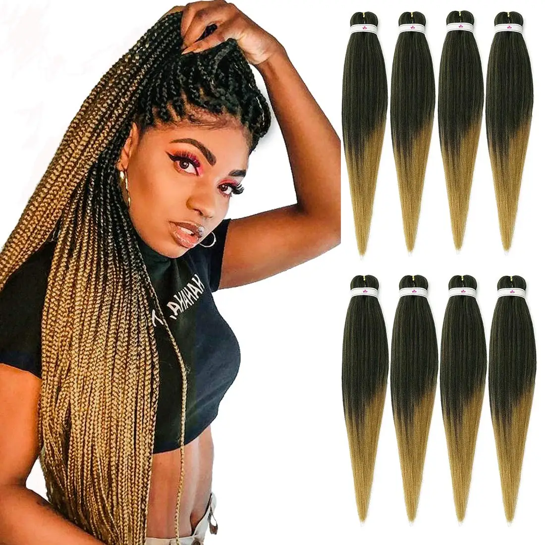 

26 дюйм плетение волос предварительно растянутые искусственные косы EZ Box, искусственные волосы для наращивания, Сенегал, твист, прямой вязан...