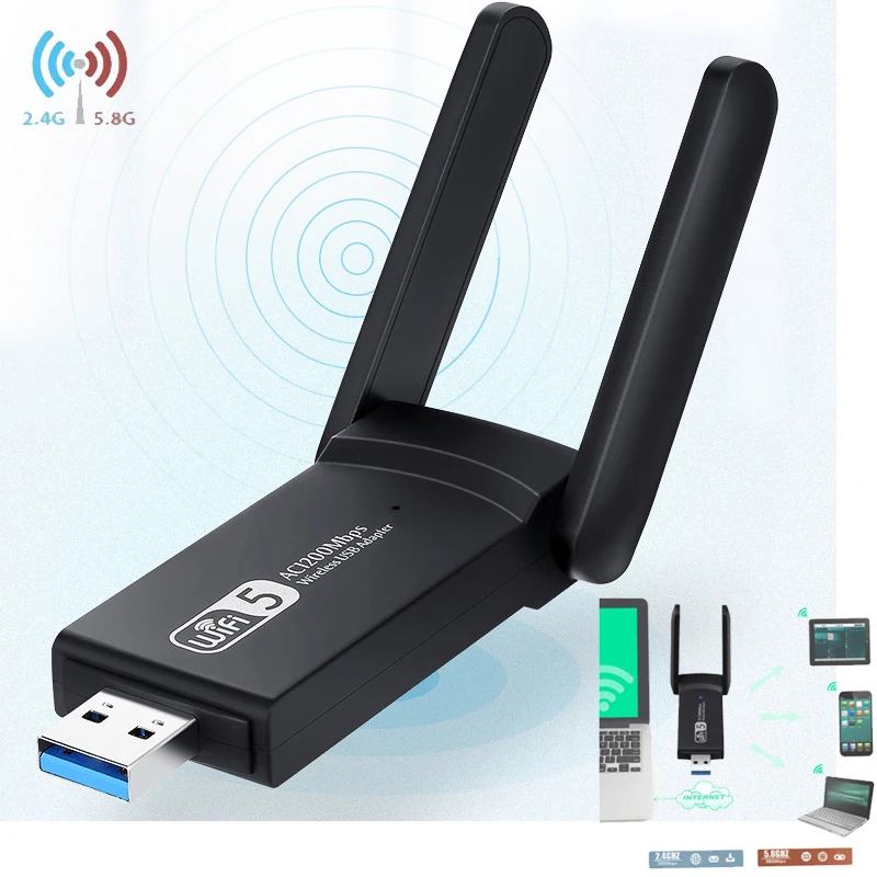 

Wireless 1200M USB 3.0 Network Card 802.11Ac Dual Band 2.4G/5.8Ghz Dual antenna Wifi Adapter