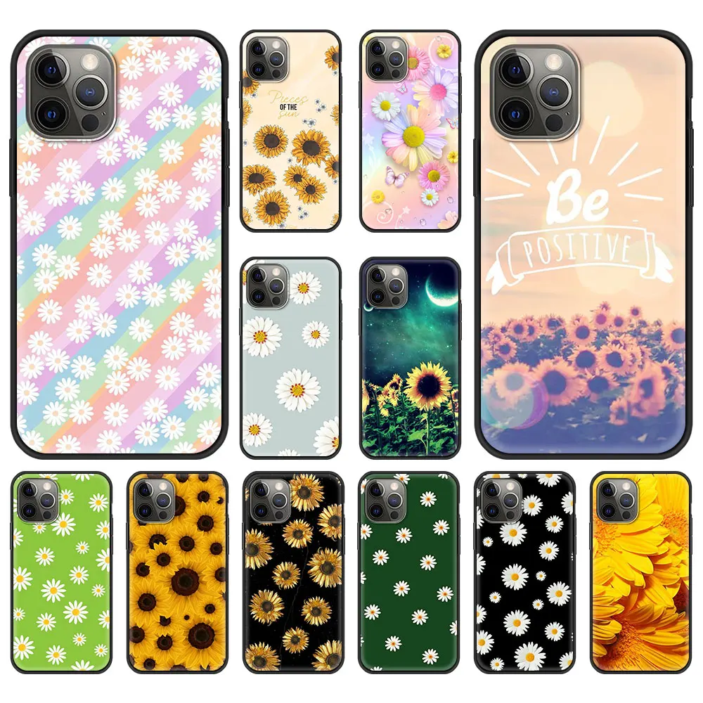 

Summer Daisy Sunflower Phone Case Bag For iPhone 11 12 Pro XS Max 8 7 Plus Silicone Soft For iPhone X XR Shell Back Cover Fundas