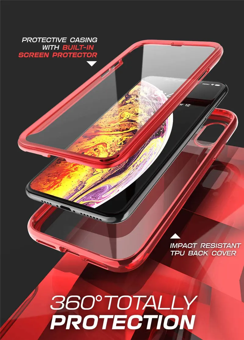 SUPCASE для iPhone X Xs чехол UB электро полный корпус Прозрачный блестящий тонкий Чехол-Обложка из смешанных материалов со встроенным протектором экрана