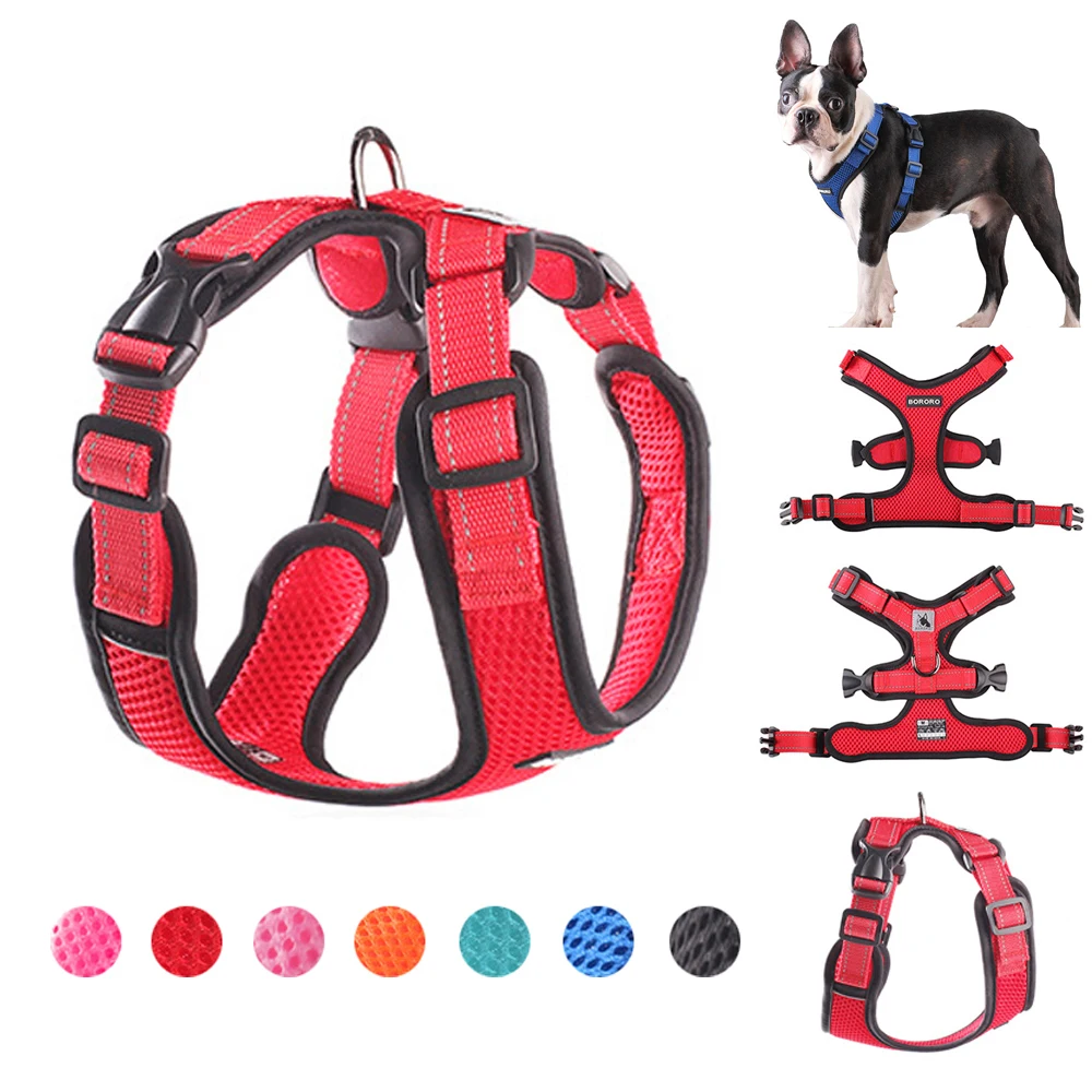 

No Pull Mesh Dog Harness Breathable Puppy Vest Reflective Harnesses For Small Dogs Adjustable Pet Training Product Chihuahua Pug